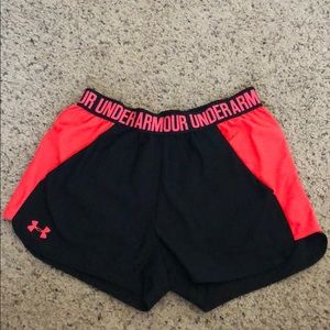 Black and Coral Under Armour Running Shorts